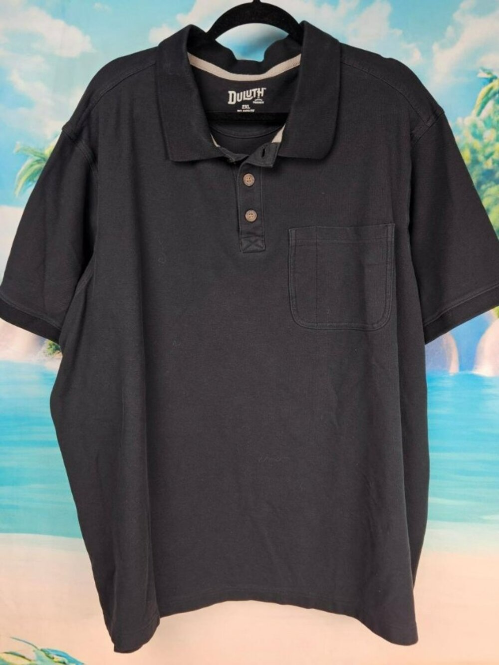 Duluth Trading Co. Polo Shirt Mens 2XL Navy Cotton Relaxed Fit Preppy Work